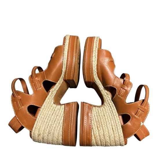 Zimmermann Tan Espadrille Leather Platform Sandals 38 US 7.5 Elastic Back - Picture 5 of 12